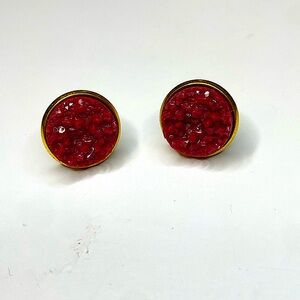 Burgundy Round Crystal Earrings